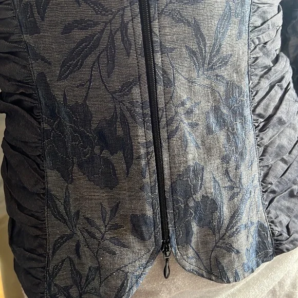 Anne Fontaine jacquard fitted rushed zipper suit jacket FR36 US 4-6 - Picture 4 of 12